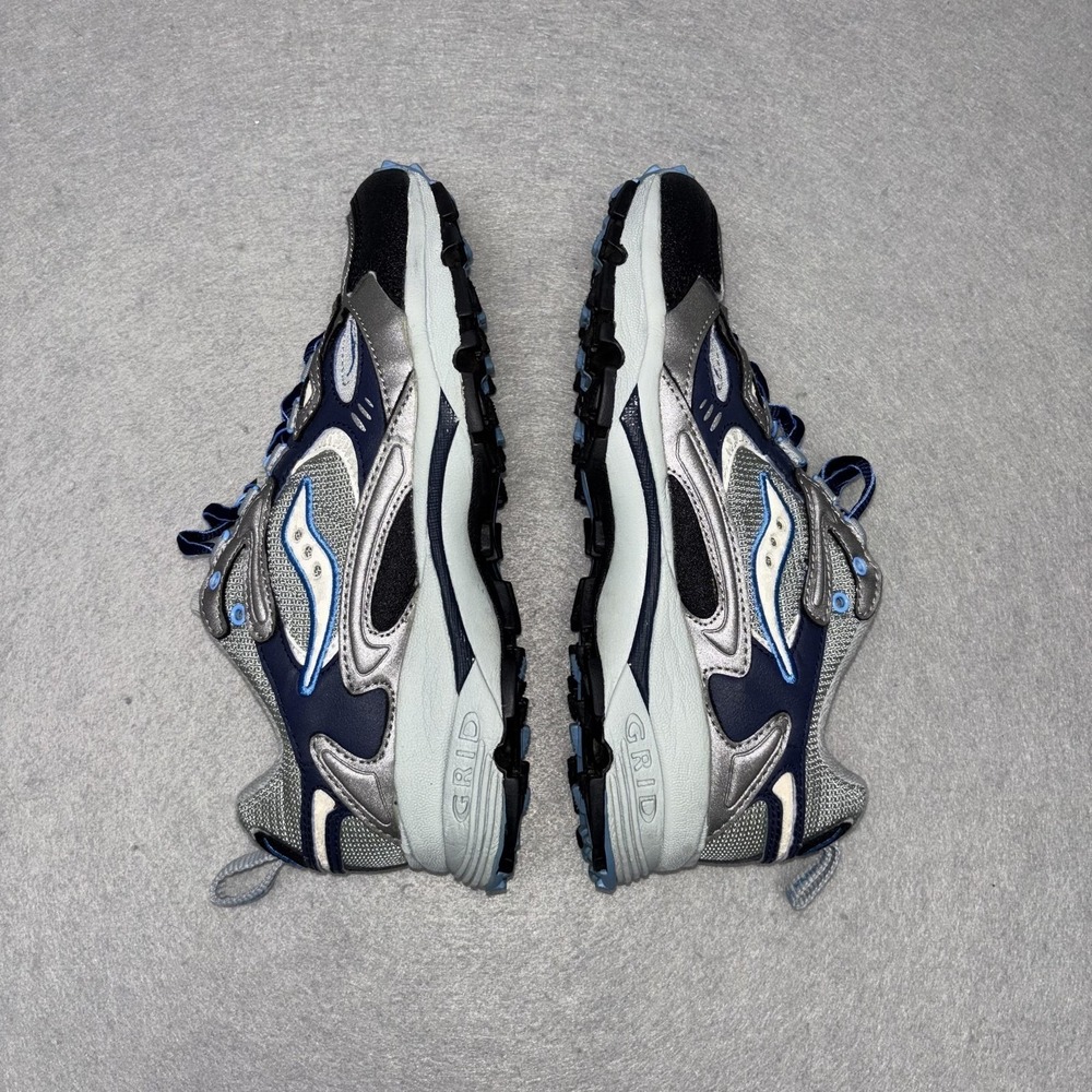 Saucony Grid Trail Running Shoes Silver Navy Blue Womens 7 Style 1261-4 Sneaker - Picture 1 of 9